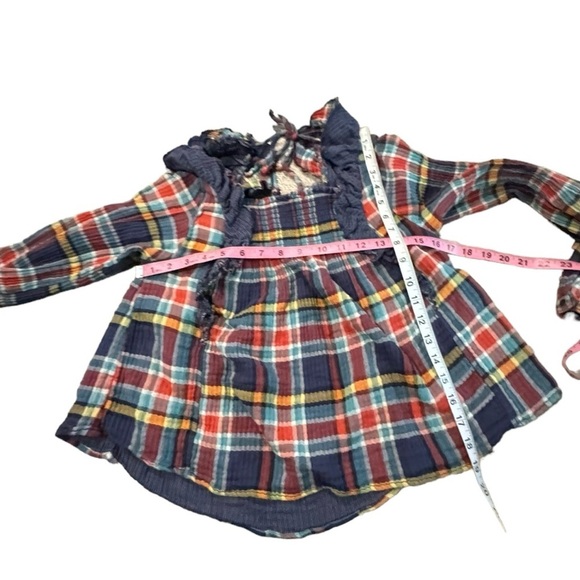 Adorable EUC We the Free People Siena flannel long sleeve ruffle top XS - Picture 5 of 8